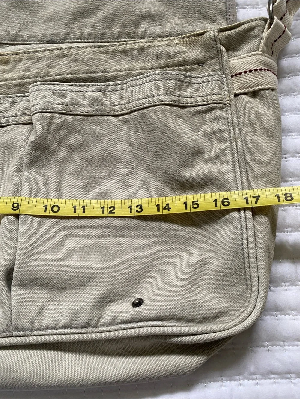 Hollister Vintage YK2 Neutral Grey  Canvas Messenger Bag with Adjustable Strap